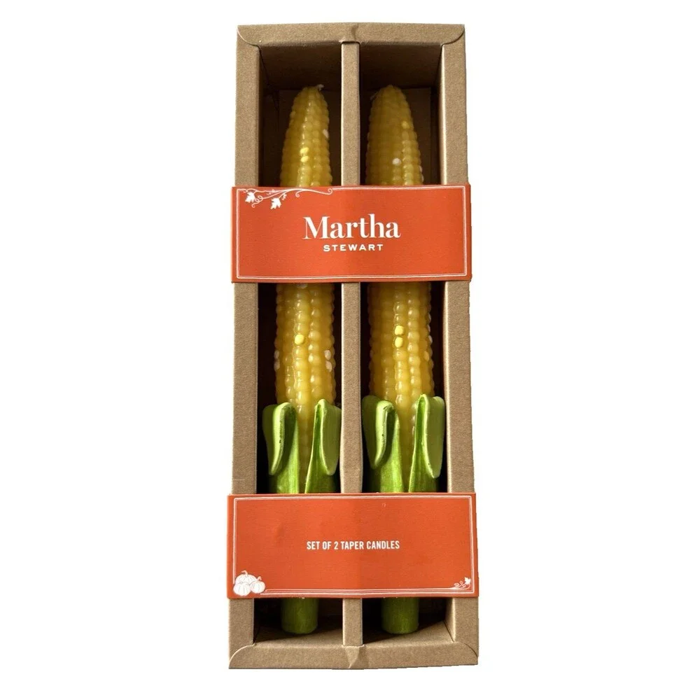 Martha Stewart Corn on the Cob Taper Pillar Candles Set of 2 Unique Thanksgiving
